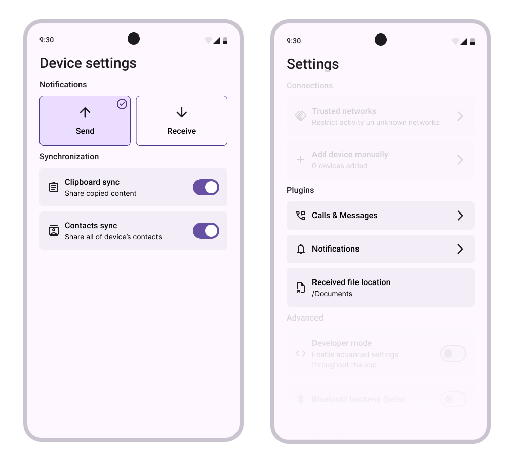Redesigned Device Settings screen with the global options moved to App Settings